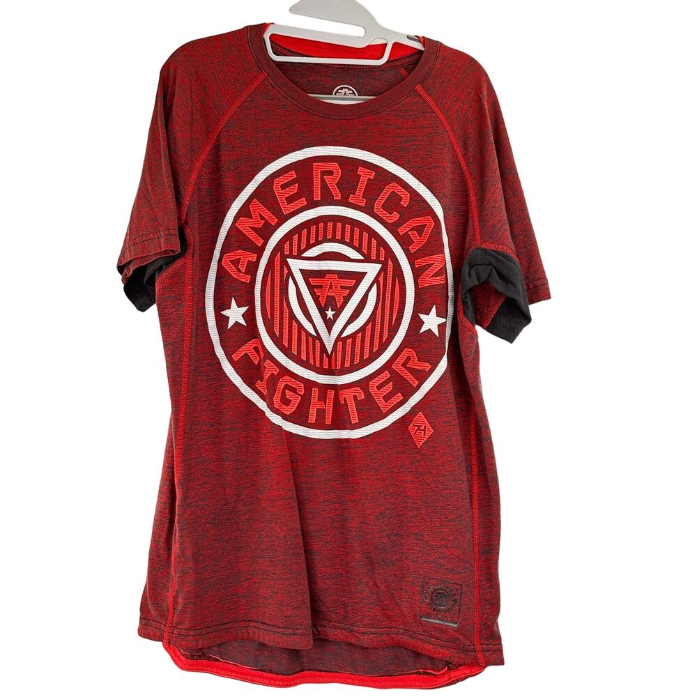 American Fighter Men's Red Burnout Short Sleeve T-Shirt Size Large